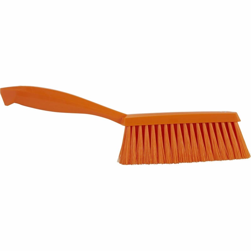 Vikan 45877 Bench Cleaning Brush, Polypropylene/Polyester Soft Bristle Dustpan Brush & Sweeper With Handle, 14-Inch, Orange - Image 2
